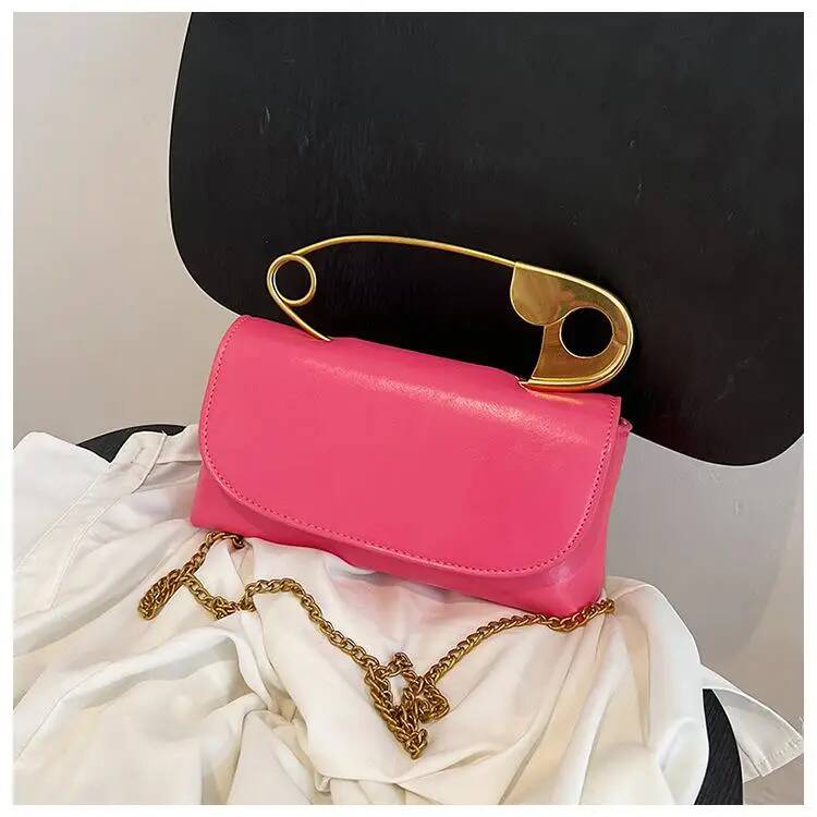 Metal Pin Design Women Crossbody Bags Fashion Pu Leather Female Purses And Handbags Chian Sling Bag Ladies Clutch Bag Bolsa