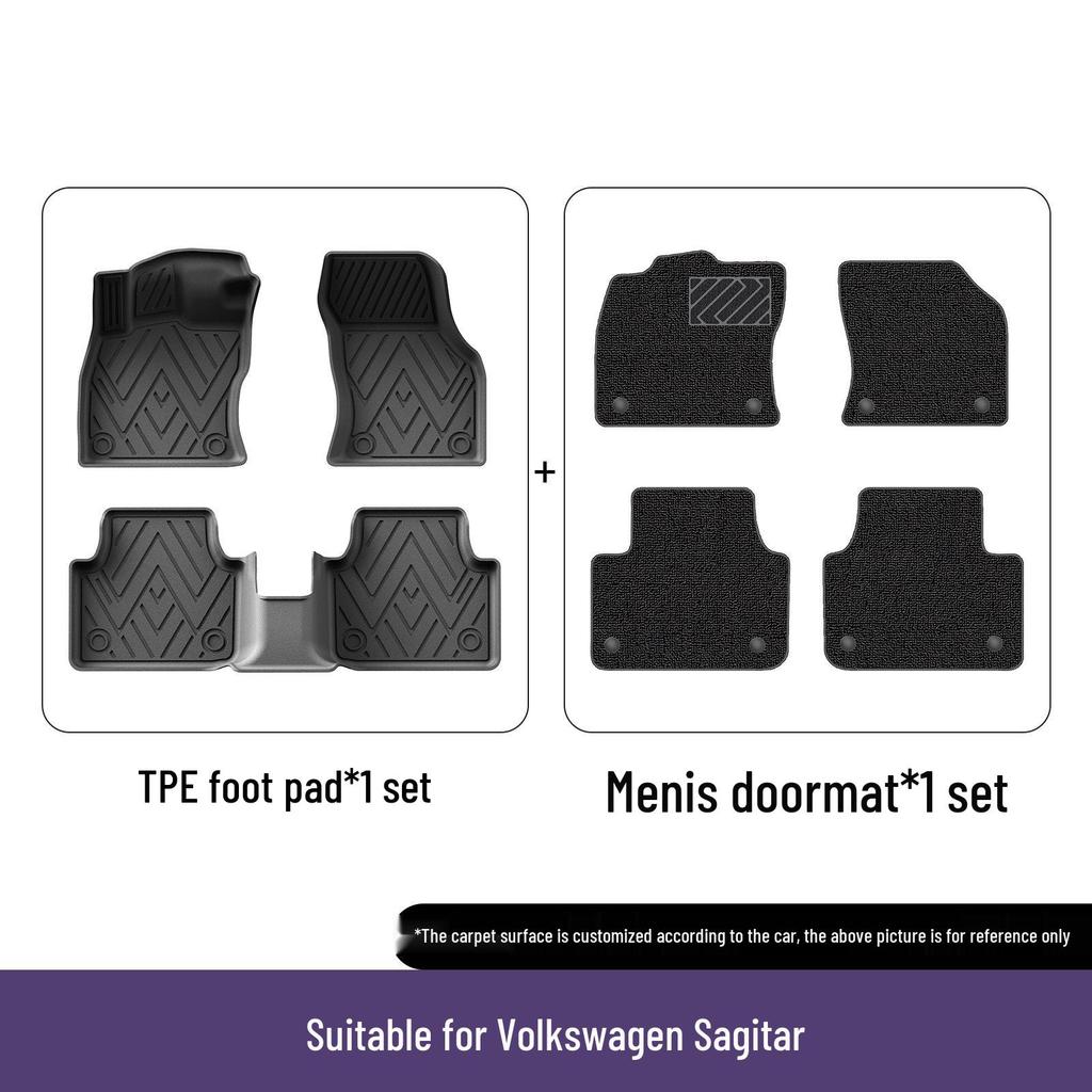 Volkswagen Sagitar TPE Floor Mats (2006-2026): Eco-Friendly, Anti-Slip, Wear-Resistant Mats.