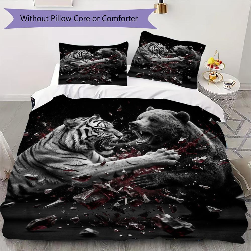 Playful Cats Pattern Bedding uilt Set uilt Cover Pillowcase Home Decoration Birthday Gift (1 * duvet cover + 2 * pillowcase without core)