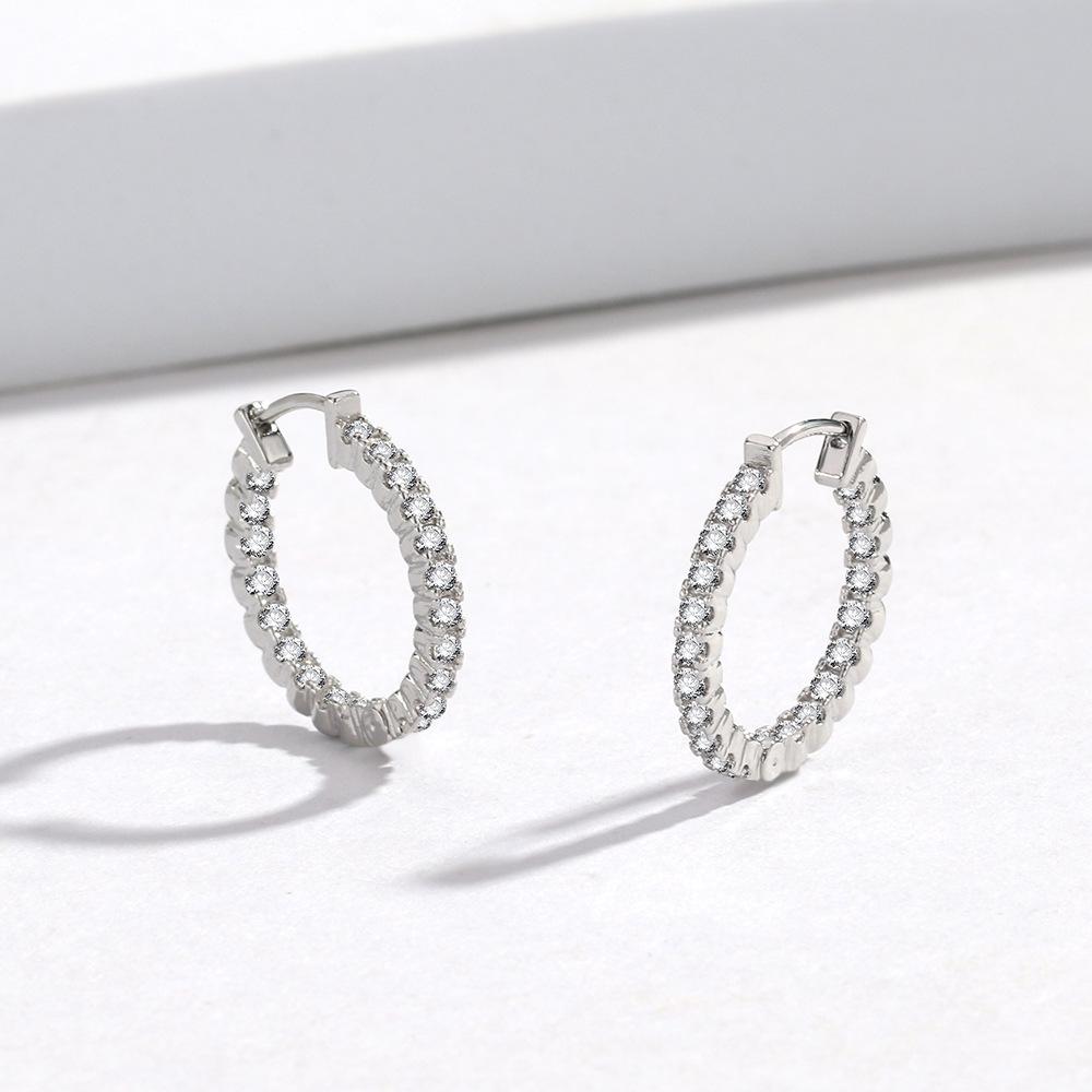 

Простые круглые серьги-пряжки с бриллиантами, высококачественный дизайн, экологически чистые