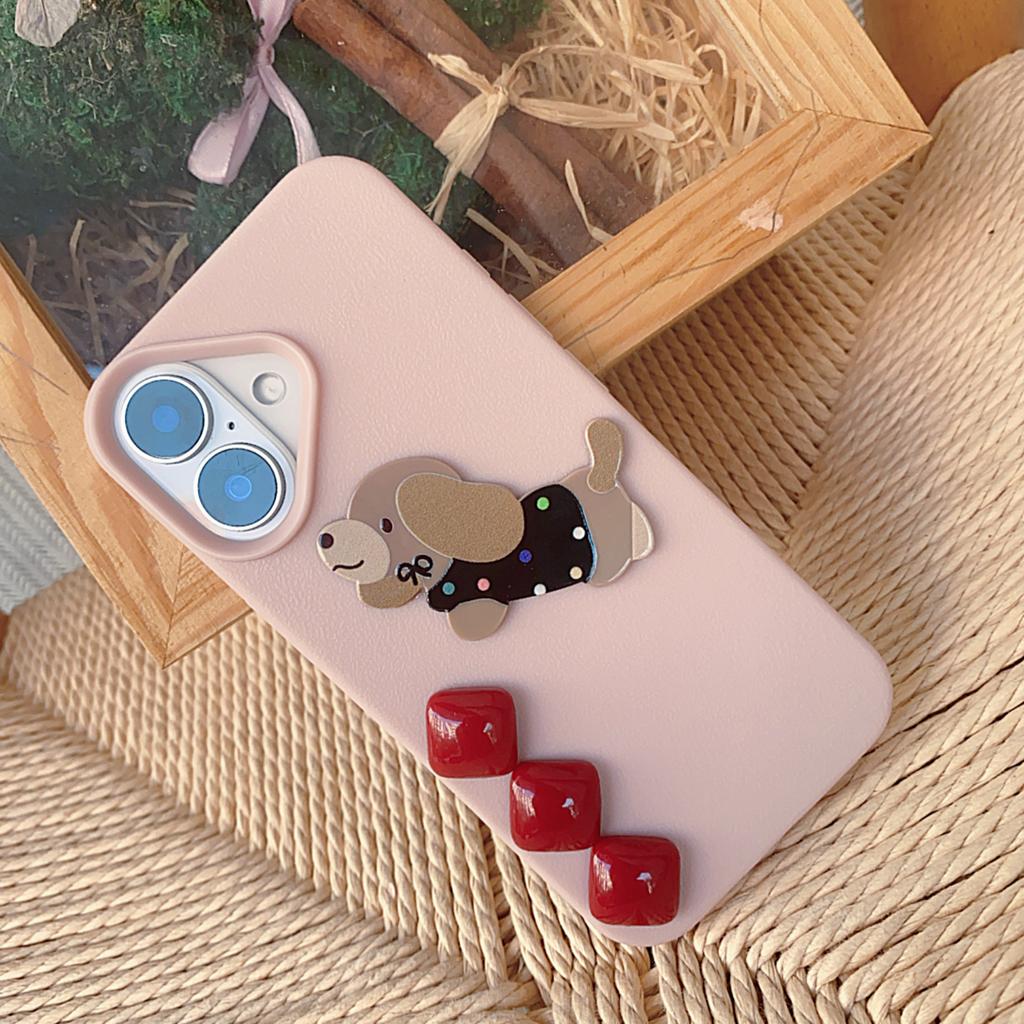 Cartoon Dog Blue/Pink Phone Case Protective Cover for iPhone 13/14/15/16 Pro Max