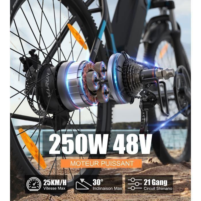 Elektrische fiets-VARUN M27-1 - 27,5 inch - 250 W Motor - Afneembare accu 48 V 13 Ah - Actieradius 100 kilometer