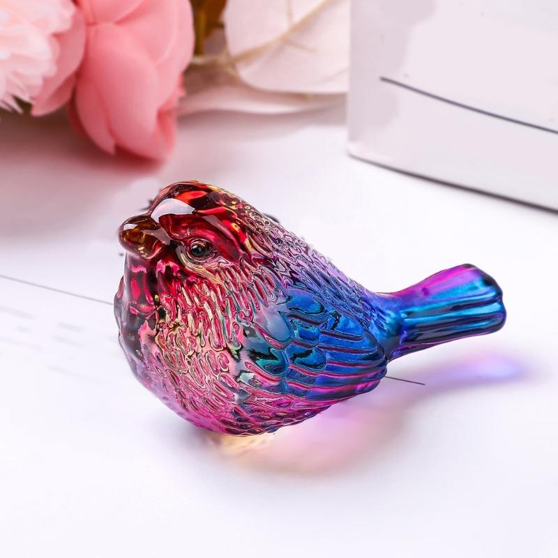 Colorful Crystal Bird Statue Handcrafted Desk Ornament For Home Decoration And Collectors