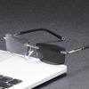 Luxury Frameless Progressive Multifocal Reading Glasses Men Women Photochromic Presbyopia Glasses Anti-blue Light Glasses