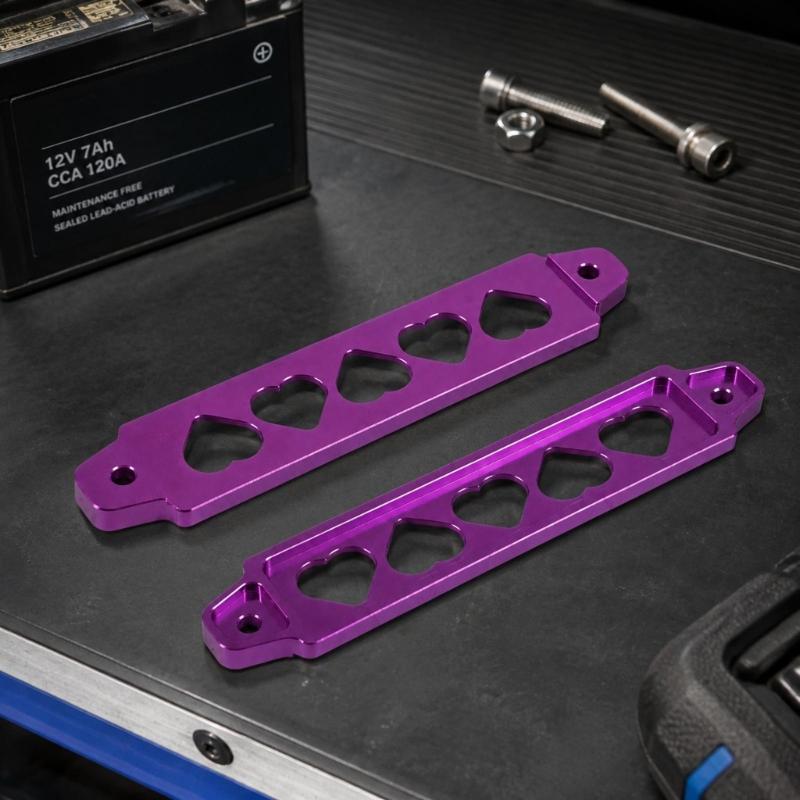 Anodized Metal Battery Hold Down Bracket Kit for Car or Motorcycle, Secure Battery Mounting Bars for Service Use