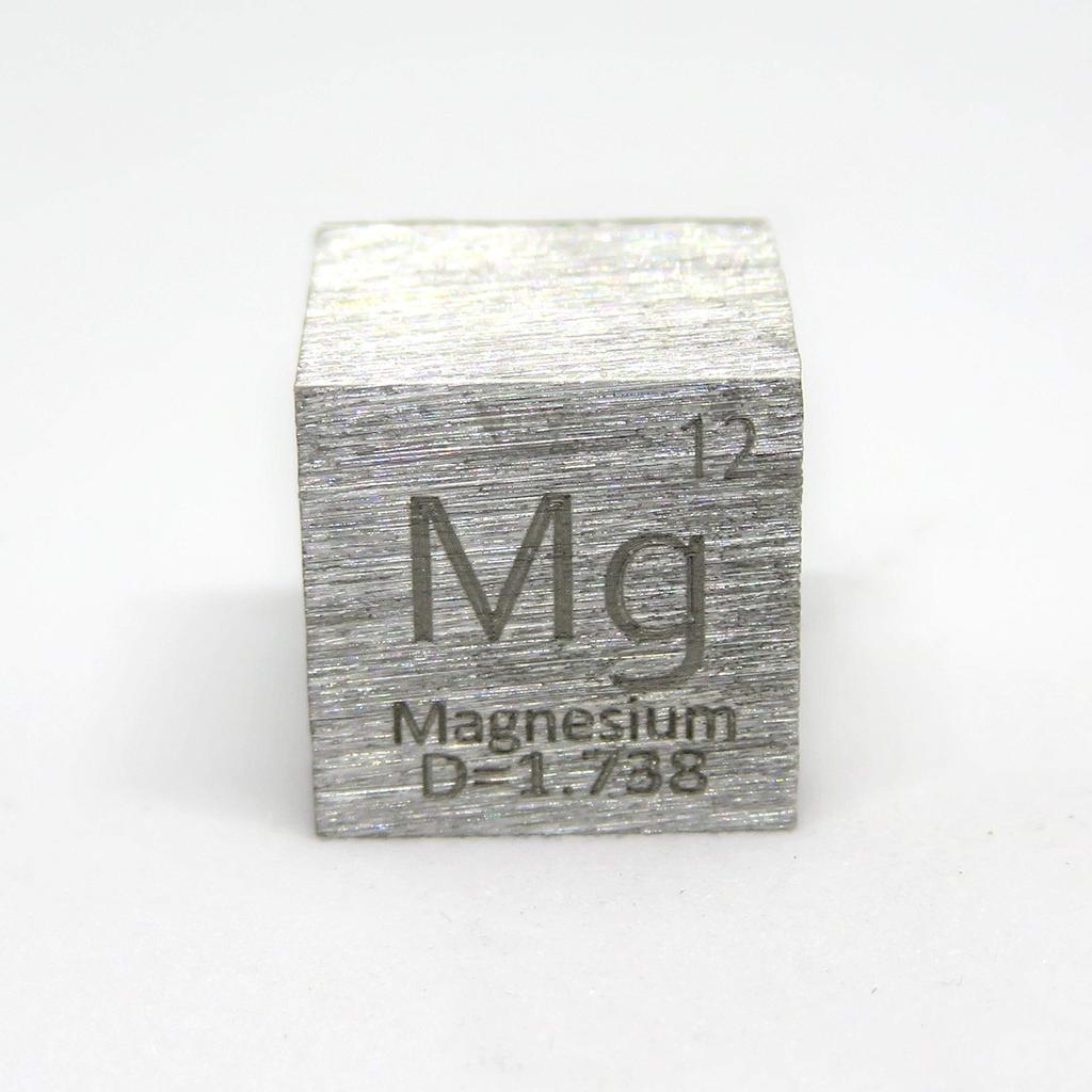 Elemental specimen Magnesium Mg stamped normal (10mm cube, A, surface)