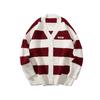 GOLFCROSS Unisex Striped V-Neck Oversized Knitted Cardigan
