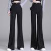 Damen High Waist Schwarze Micro Flare Hose - Schlankmachend, Figurschmeichelnd, Fließend Elastisch Petite Anzug für Frühling/Herbst
