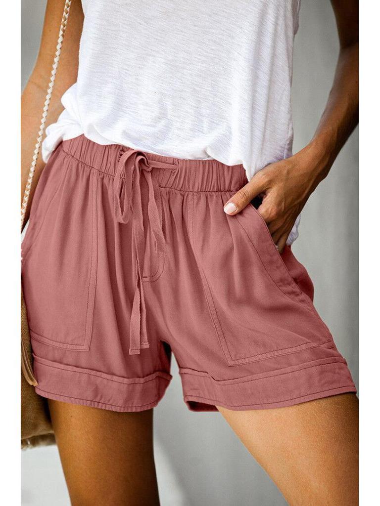 Damen High Waist Bindegürtel Casual Shorts - Sommer 2025 Europäischer Stil Weitbeinige Hosen