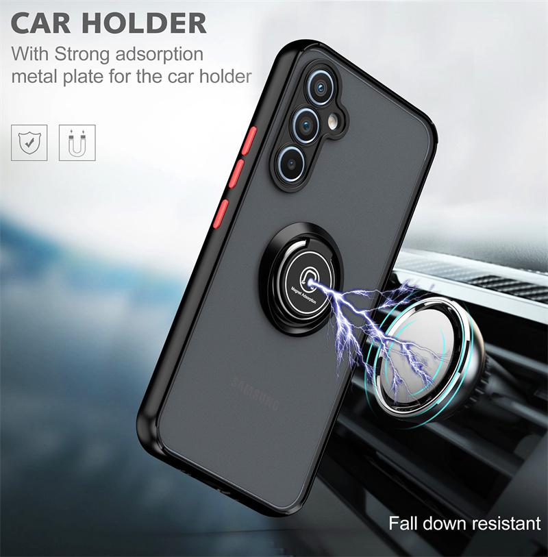 Custodia Armatura Antiurto Opaca in PC Per Samsung Galaxy A06 A16 A26 A36 A56 A15 A25 A35 A55 A54 A53 A52 5G Cover con Anello Magnetico