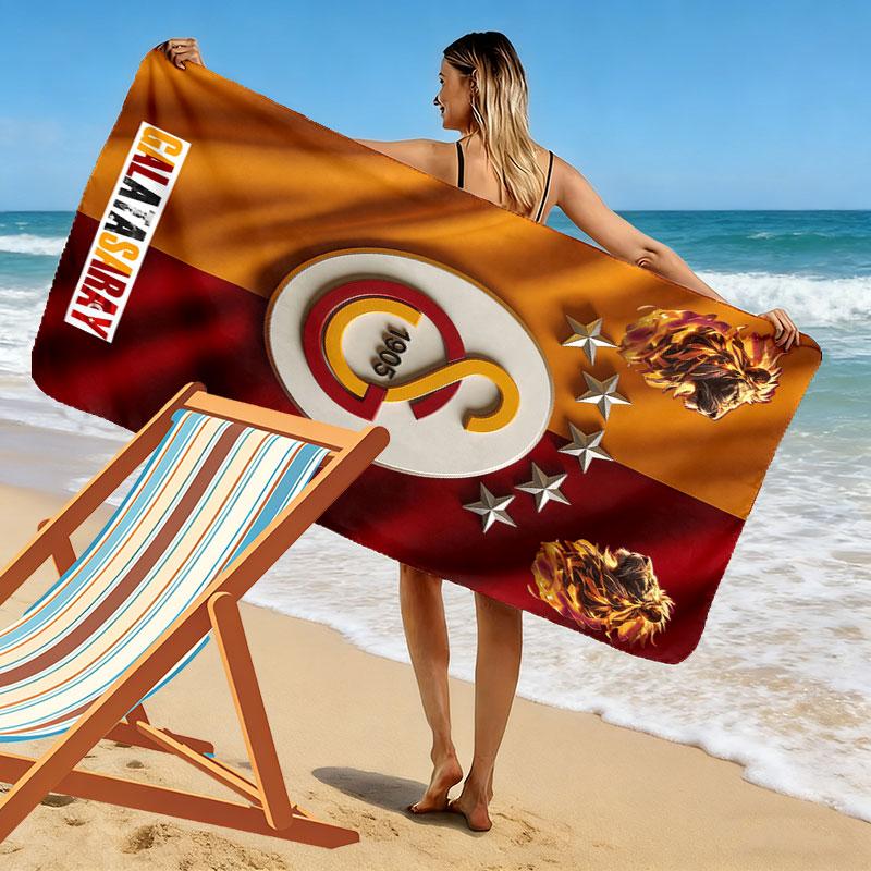 Galatasaray Glory Print Beach Towel, Large Soft Quick Dry Towel for Beach Camping Swimming