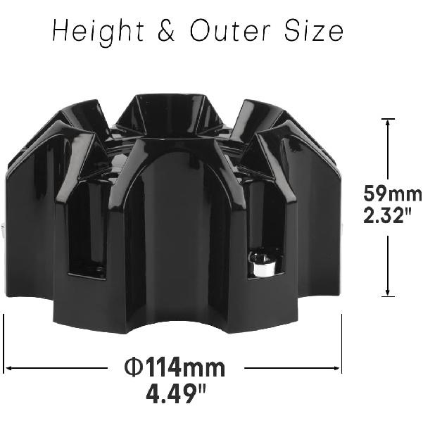 

4.49in Wheel Center Caps for Ballistic Black Center Cover Replacement, 4 Pack, 6 lugs