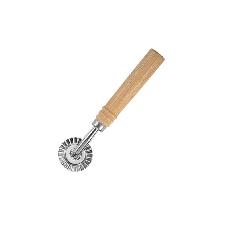 Zinc Alloy Biscuit and Dumpling Edge Embossing Cutter with Wooden Handle