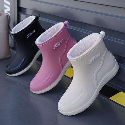 Damen Herbst- und Wintermode Rutschfeste Wasserdichte Schuhe Verschleißfest Fixierte Baumwoll-Mittelsohle Dicksohlige Regenstiefel