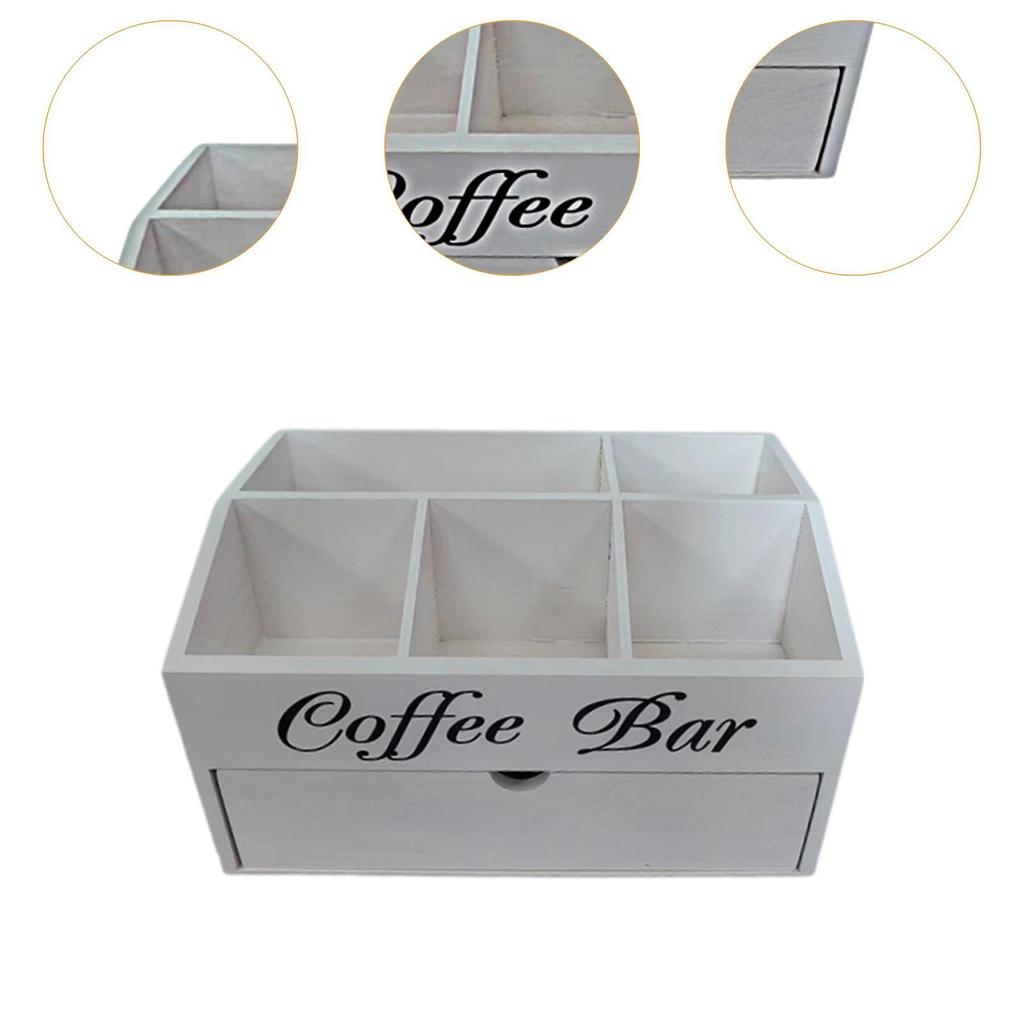 Dřevěný organizér na kávu, držák na cukr, držák na kávové kapsle pro toaletní stolek, pracovní desku, koupelnu, kuchyň, pro milovníky kávy