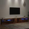 TV Cabinet with LED Lights Rustic Wood Look 300 x 35 x 40 cm