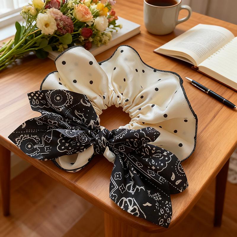 Polka Dot Bow Hair Tie - High-End Hair Accessory for Buns