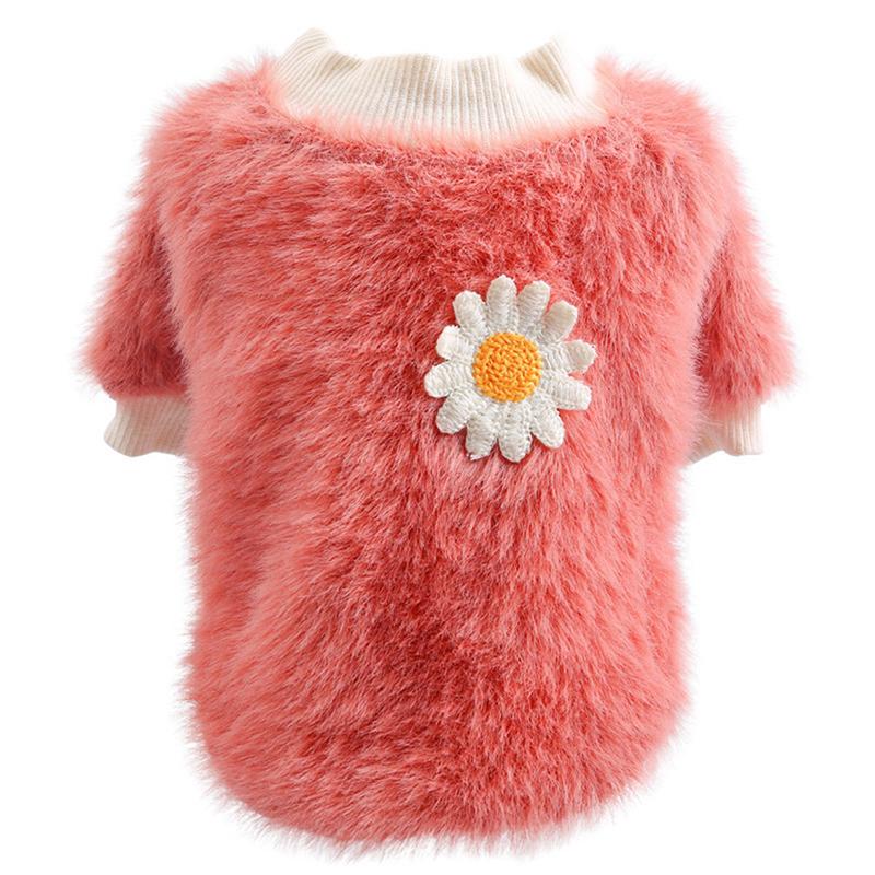 Dog Fleece Sweater Puppy Hoodies Floral Sweatshirt Cute Small Dog Winter Clothes Cold Weather Plush Cat Outfits