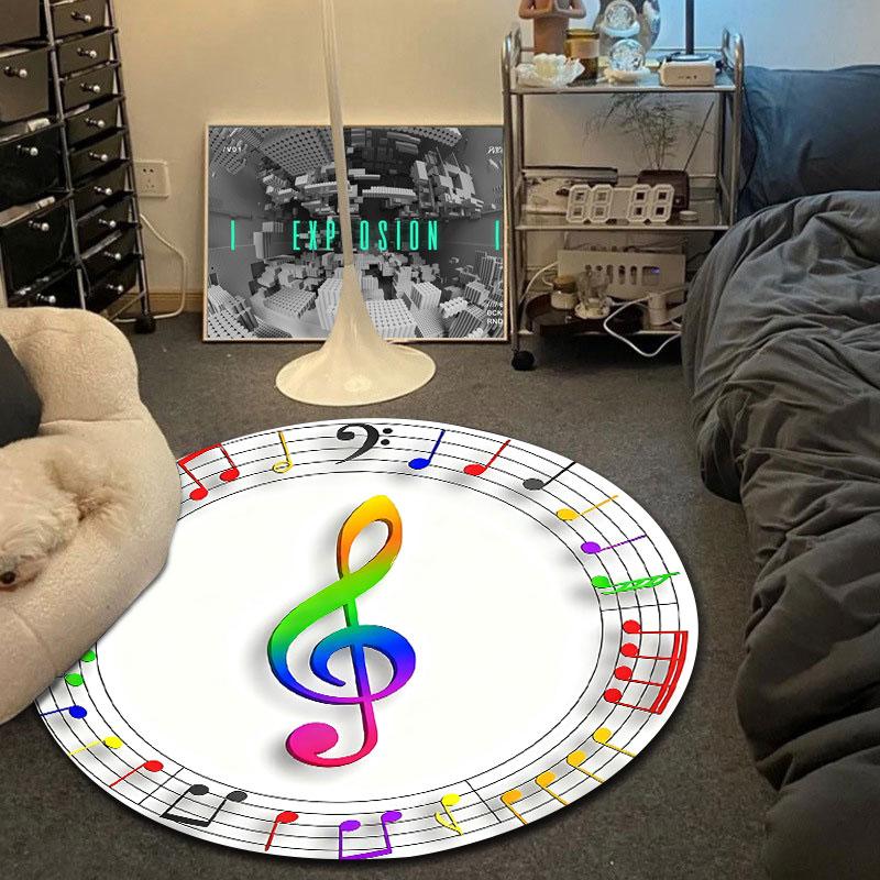 Playful Round Mandala Multicolor Rug Mat, Non-Slip Floor Mat for Office