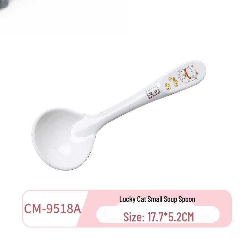 Lucky Cat Melamine Soup Spoon