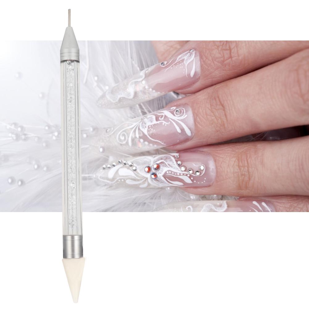Double Head Nail Dotting Pen Nail Rhinestone Bead Picker Wax Pen Manicure ToolWhite