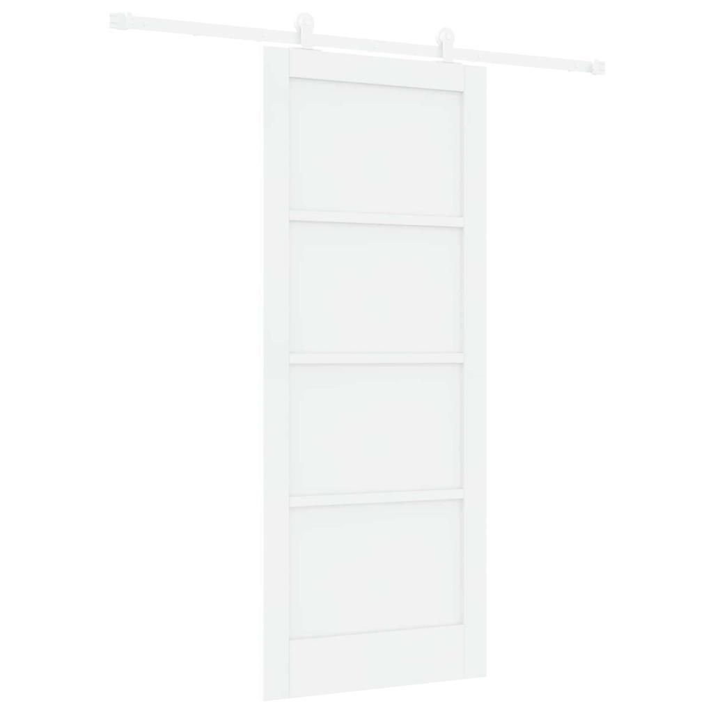 Sliding Door White 83 X 202 Cm Solid Pine Wood