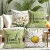 Spring-inspired Daisy Pillow Cover: Fresh Blooms, Heartfelt Quotes for Home and Family, Sofa Cushion Cover, Room Decoration