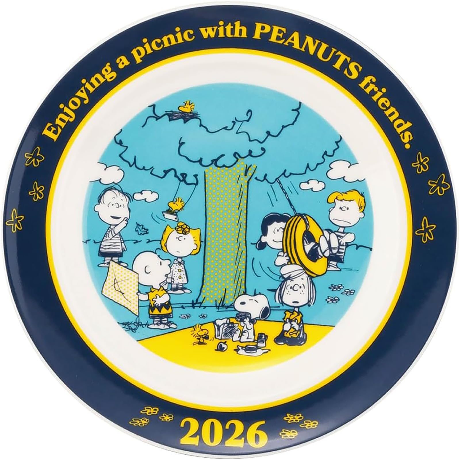 

PEANUTS 2026 Year Enjoy Picnic Yamaka Made in Plate, 20cm, Shoten, Japan, SN2026-YP синій