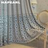 1 stk NAPEARL Europeisk Stil Moderne Blå Hul Jacquard Komfortable Gardiner for Stue Soverom Hjemmedekor