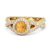 Citrine Halo Accents Ring - 925 Sterling Silver Gold Vermeil