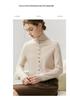 High Neck Cashmere Cardigan: Autumn/Winter Button-Up Rolled Hem Knitwear Sweater for Women.