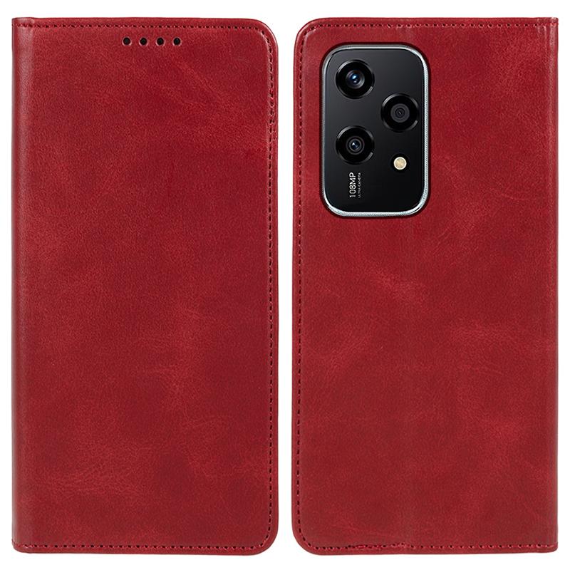 

For Honor 200 Lite Phone Case Calf Texture Leather Wallet Cover Magnetic Closing Red