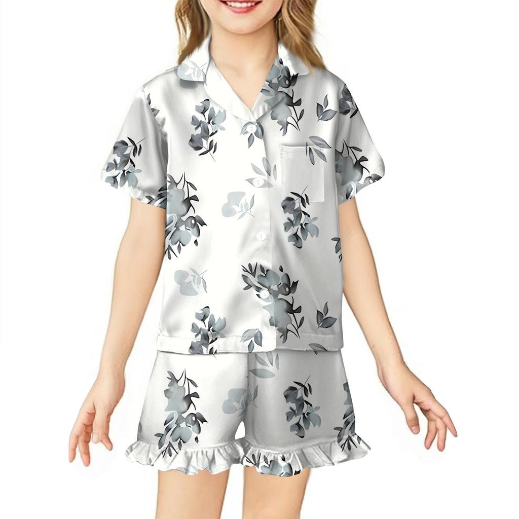 Children's Home Clothes Pajamas Set Short-sleeved Top Shorts Two-piece Set Outer Wear Play Cardigan Clothes