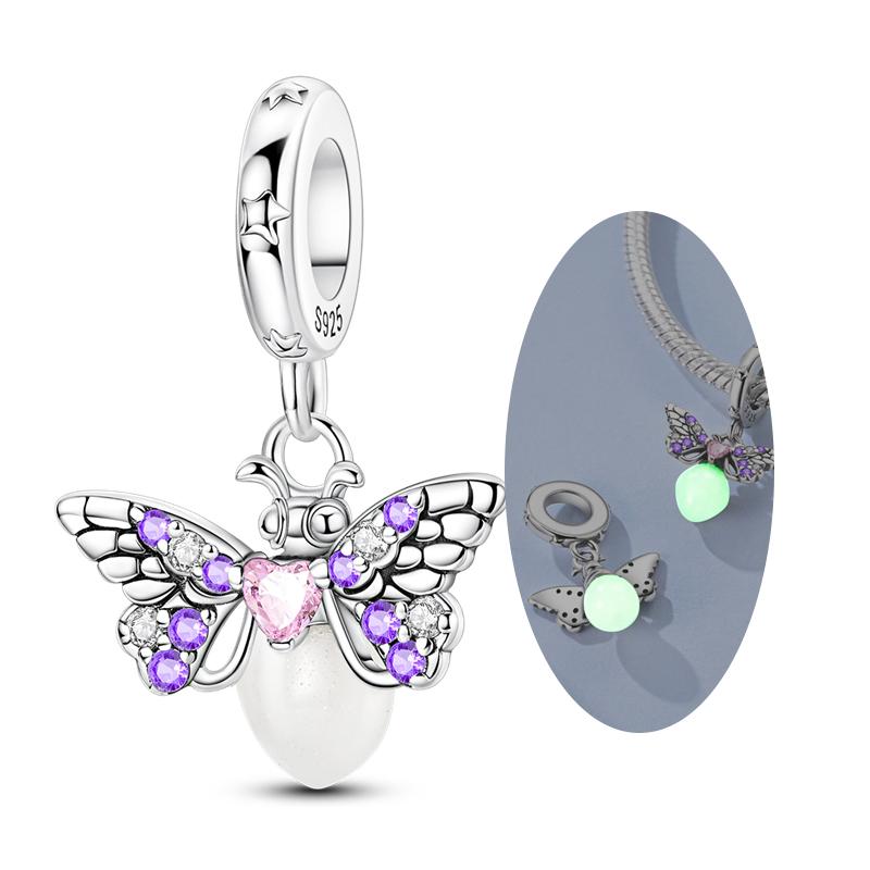 Copper Charms Beads Pendant Luminous Firefly Butterfly Charms Fit Original Bracelet Women Diy Jewelry Making Gifts