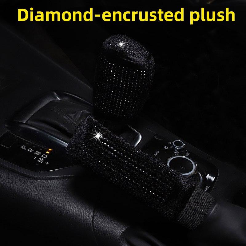 Car Supplies Flash Diamond Encrusted Plush Leather Cloth Art Breathable Handbrake Set File Handle Set GM Interior Supplies
