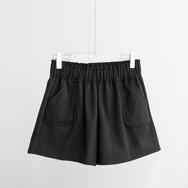 High-waisted Woolen Shorts for Women's Autumn and Winter New Autumn New Wide-leg Pants, Thin Outer Wear Loose Boots and Pants for Children