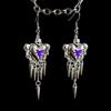 Abi Feng Gothic Punk Red Heart Skull Earrings with Rivets and Thorns