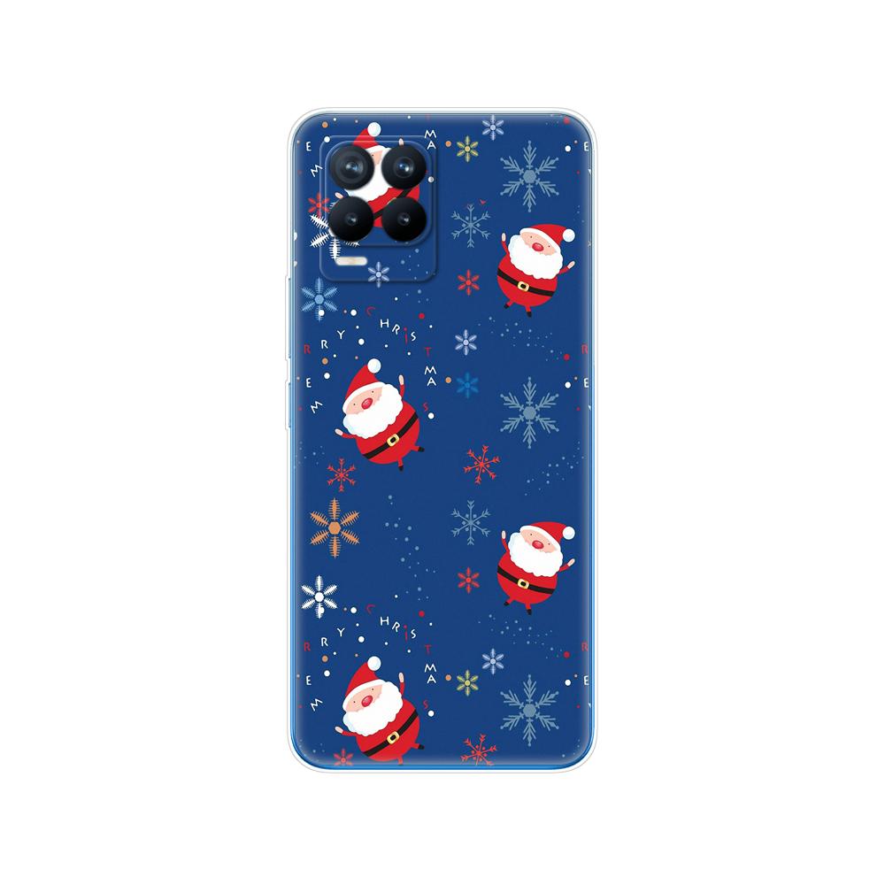 Für Realme 8 Hülle 6,4 Zoll Rückseitige Telefonabdeckung Für Realme 8 Pro OPPO Realme8 4G RMX3085 Stoßstange Winter Weihnachten Schnee Baum Neujahr