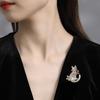 Cherry Blossom Kitten Brooch, A Fashionable and Cute Crystal Animal Brooch with A Niche Design Sense for Women