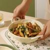 Minimalist Double-Handle Ceramic Noodle & Rice Bowl