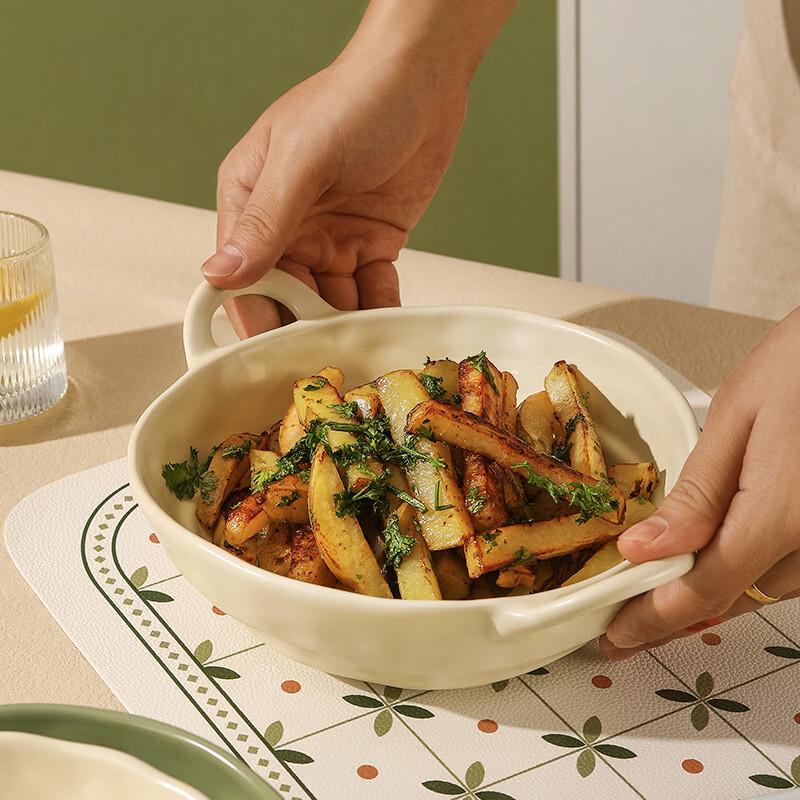 Minimalist Double-Handle Ceramic Noodle & Rice Bowl