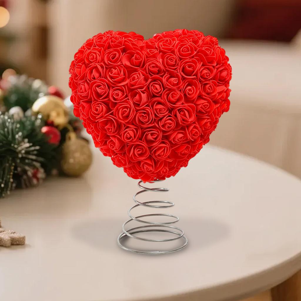 Valentines Day Heart Shaped Tree Topper Romantic Holiday Tree Decoration Love Ornament for Valentines Day Wedding Decoration