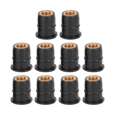 Well Nut, Extension Nut 10PCS Wellnut M6x0.8mm Rubber Captive Brass (For Motorcycle ATV Windshield Body)