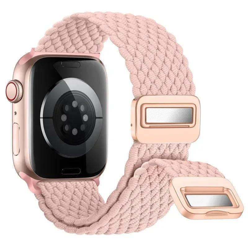 Nylon Band For Apple Watch Strap 44mm 40mm 45mm 46mm 49mm 41mm 38 Magnetic Braided Bracelet iWatch Series Se 7 6 8 9 10 Ultra 2