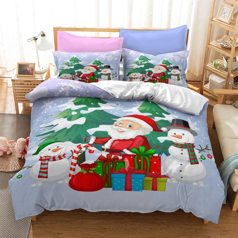 Christmas Series Bedding Three-Piece Home Textile Kit Digital Printing Production