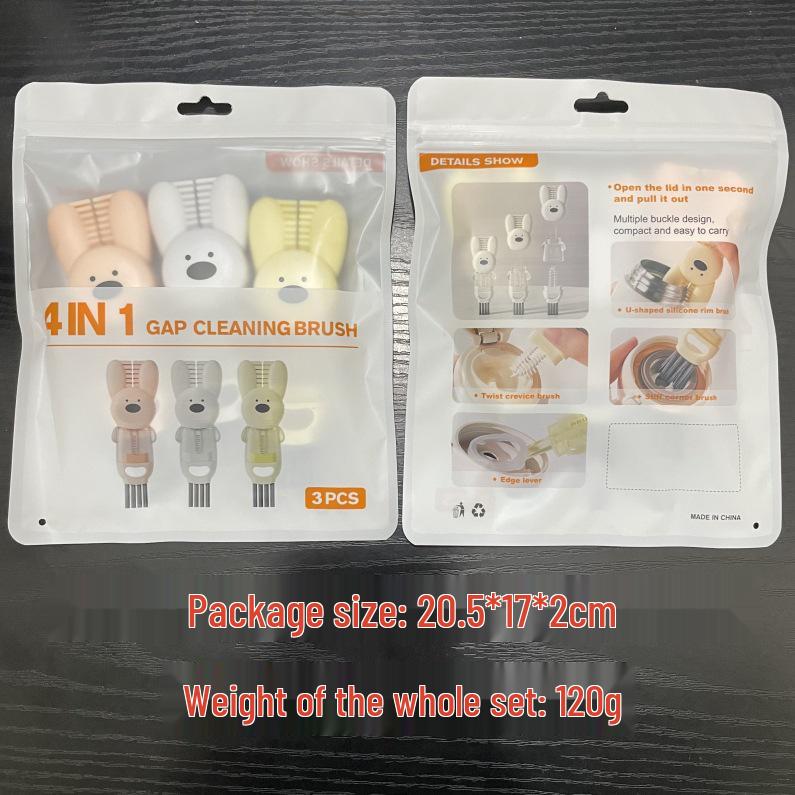 4-in-1 Thermal Cup Cleaning Brush Set: Rabbit Cup Cover, Bottle, Nipple, and Gap Brush