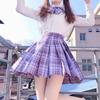 JK Skirts Women Summer High Waist Skirts Korean Style Pleated Skirts for Girls Cute Sweet Ladies Plaid Mini Skirt Shirt Bow Tie Women Set