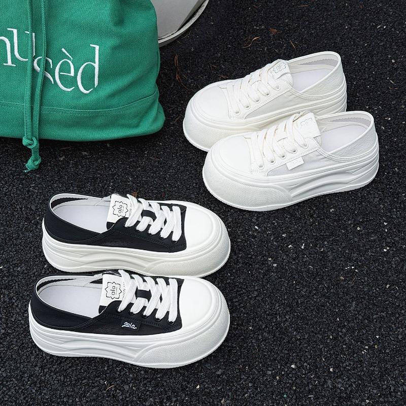 Stepping on shit net shoes women's breathable mesh new summer single net little white shoes thick sole two wear one pedal board shoes