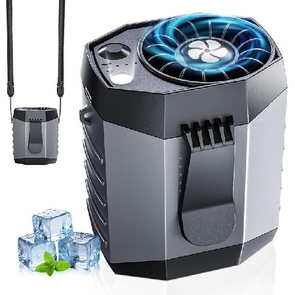 2025 Smart Portable Rechargeable Fan with LED Light & 25H Runtime, 4-Speed 9200RPM Turbo Cooling Personal Waist Fan, Wearable Neck & Belt Clip for
