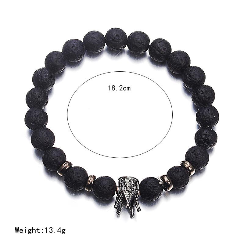 Couple Distance Black Lava Beads Handmade Bracelets Charm Crown Men's Natural Stone Bracelet Women Yoga Jewelry Gift